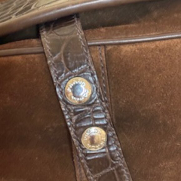 Prada Suede brown with alligator straps, messenger, shoulder bag, vintage - Picture 10 of 16